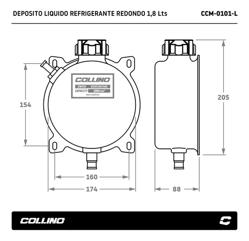 Deposito Agua Aluminio Collino Liquido Refrigerante 1.8 L
