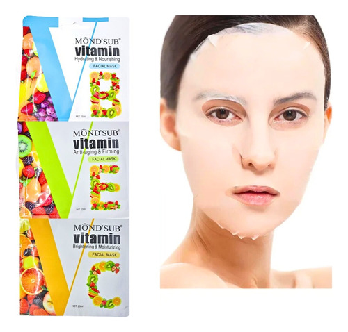 Pack 3 Unidades Mascarilla Facial Vitaminas C + E + B