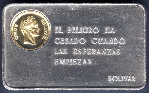Lingote Plata 1000 Oro 900 22k Pensamiento Simón Bolívar 3