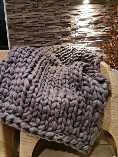 Imagen 1 de 8 de Manta Xxl Nórdica 1,80x0,50 Pie De Cama Artesanales Gris C