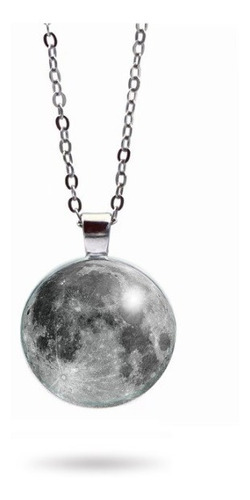 Colar Lua Cheia Unissex Cor Prateado