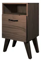 Comprar Mesa De Luz Retro Madera Maciza Patas Puerta Moderna Sajo Acabado Mate Color Nogal