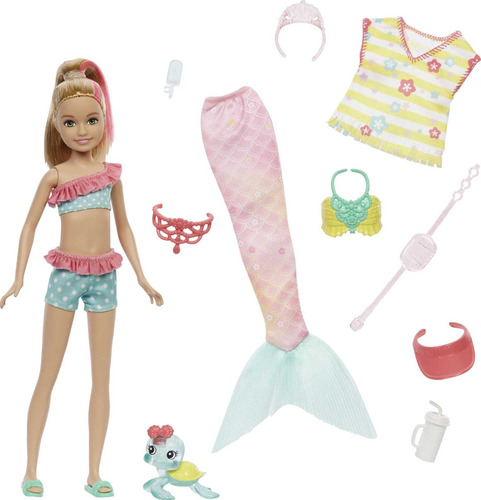 Muñeca Barbie Mermaid Power Stacie Con 10 Piezas Que Incluye