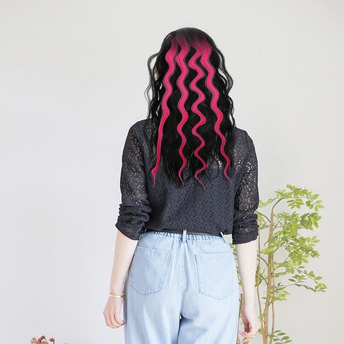 10 Extensiones De Cabello Sintéticas Con Resaltes De Colores
