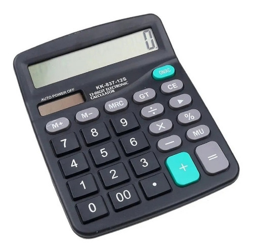 Calculadora, escritorio, tienda, oficina, pantalla de 12 dígitos, color negro