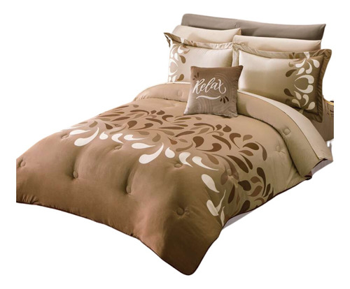 Edredón Concord Castaña King Size Xl C/fundas Y Cojín