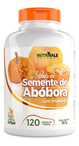 Óleo De Semente De Abóbora C/ Vit E 120 Cáp 1300mg Nutrivale