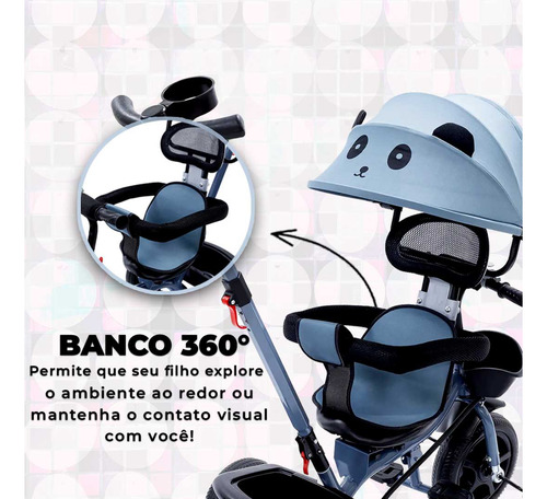 Triciclo Infantil Com Empurrador E Capota Baby Style Velox