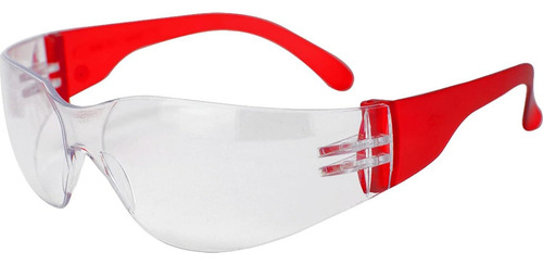 Gafas De Seguridad Bison Life - Lente Clara Y Templo Rojo