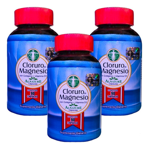 3 Cloruros De Magnesio Con Colágeno Y D3 X 90 Cápsulas