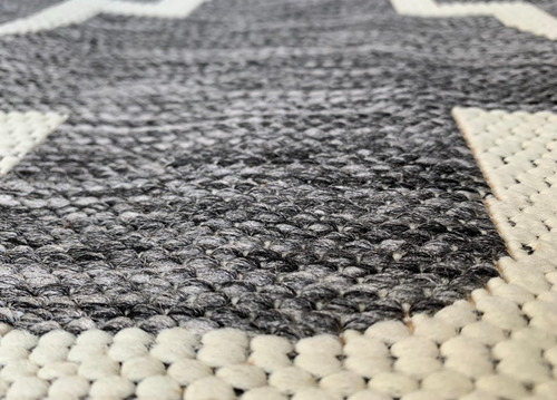 Imagen 6 de 6 de Alfombra Gris Nordica Rustica Tipo Yute Onda 100x150 Kreatex