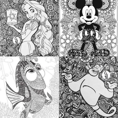 Miolo Para Caderno De Pintura, Fofos, Mandalas E Disney