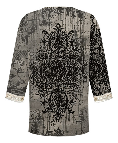 Blusa Moderna Con Estampado De Encaje Con Cuello En V Y Cuel