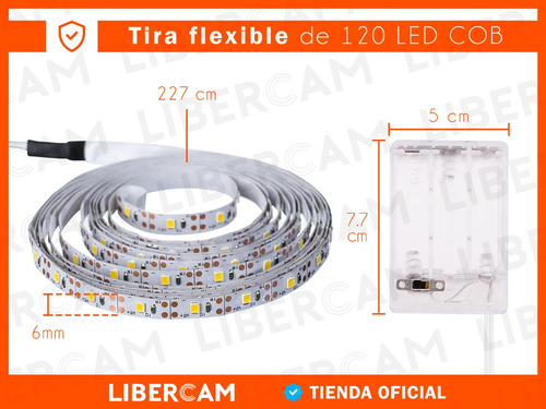 Luces Tira Led 2mts Blanca Fria Adhesiva A Pila Flexible