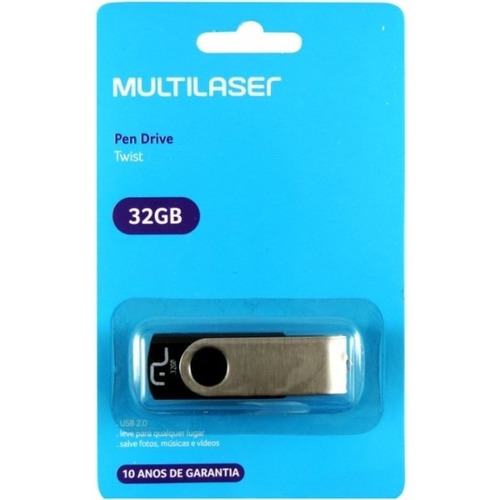Pen Drive Multilaser Twist Pd589 Original Usb 2.0 Preto 32gb