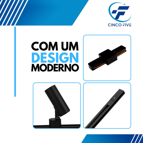 Kit Trilho Eletrificado 4m Preto + 10 Spots Led 15w Luz Fria