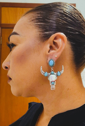 Aretes Vaqueros Cabeza De Toro Diamantados Bohemios
