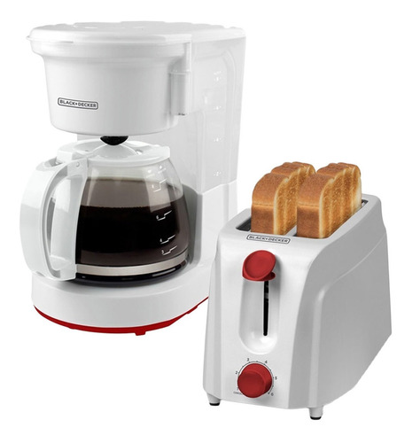 Combo Black Decker Cafetera 8 Tazas 1.5l + Tostadora 2 Panes