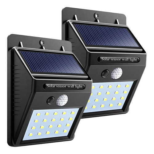 Lampara Led, Mxeol-002, 2pzas, 4w, 20 Led, Panel Solar 0.55w Estructura Negro