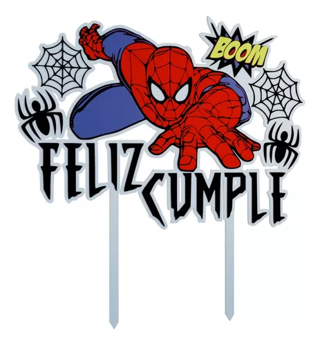 Topper Decoración Feliz Cumpleaños En 3d - Spider-man