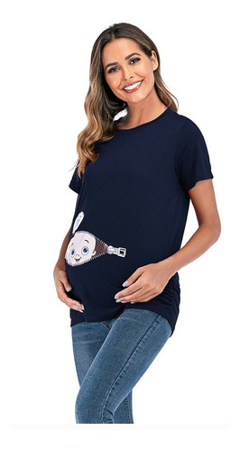 Blusa De Maternidad De Manga Corta Con Estampado De Letras L