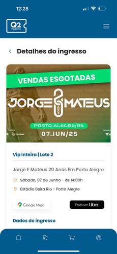 Ingresso Jorge E Mateus Poa-rs Vip Inteira