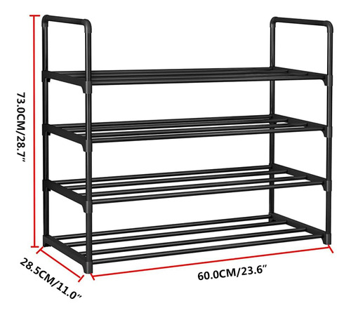 Estante Almacenamiento Zapatos Apilable Ajustable 60cm 4 Niv