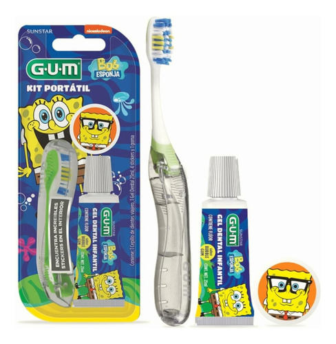 Gum® Kit De Viaje Bob Esponja Cepillo Plegable, Pasta