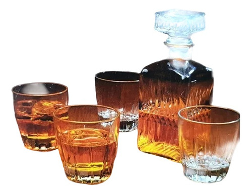 Juego De Licorera De Vidrio Con 4 Vasos Para Whisky