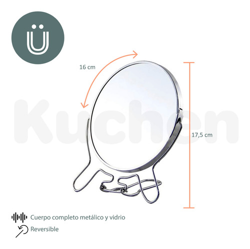 Imagen 2 de 10 de Espejo Reversible Tocador Baño Escritorio Pequeño