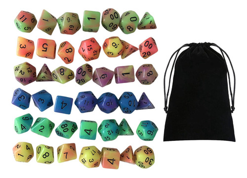 Juego De Dados De Acrílico Luminoso Rpg D8 D10 D12 D20 Para