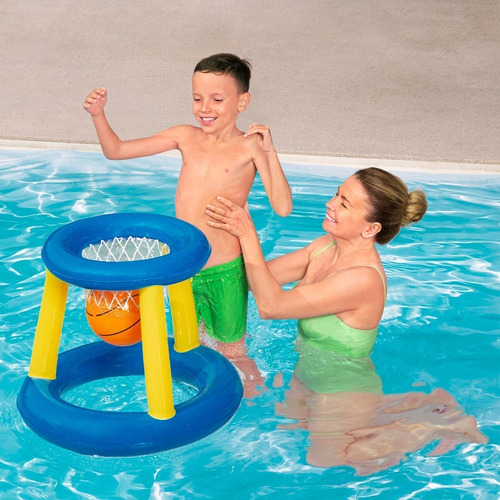 Imagen 4 de 7 de Juego Baloncesto Canasta Inflable Flotante C/ Pelota Bestway