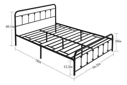 Base De Cama Matrimonial Vecel Victoriano Negro Oscuro