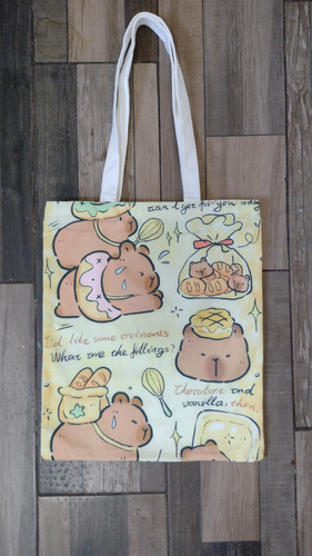 Tote Bag Van Gogh Labubu Capibara Principito Demon Slayer Capibara Lisa Tela Blanco