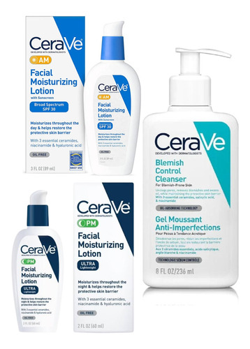 Cerave Kit Control Acne E Hidratacion Diaria Am 89ml Pm 60ml