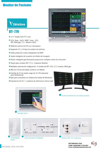 Monitor De Paciente Bistos Bt-770 (5 Parámetros)