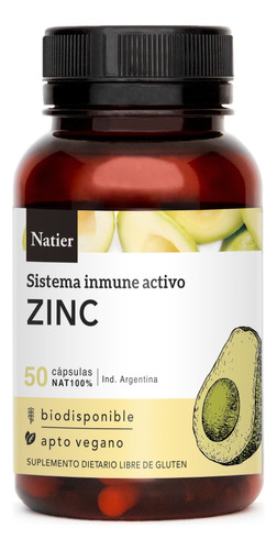 Natier Suplemento Alimenticio Vegano Natural Zinc X 50c 3c