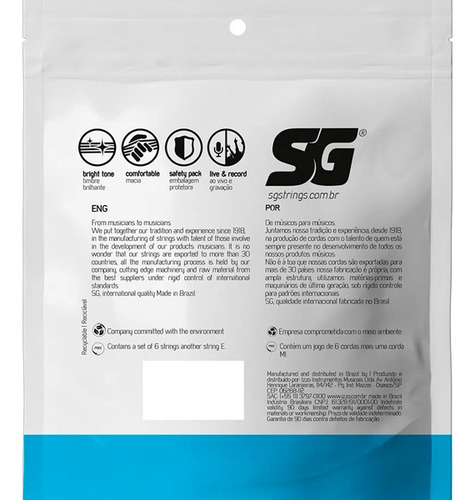 Corda Para Guitarra 009 Níquel Extra Light Sg