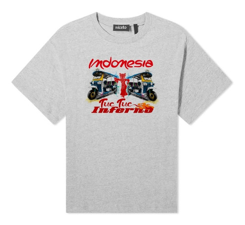 Remera Indonesia Toc Toc Inferno En Gris Unica