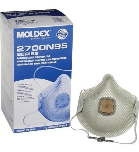 Cubrebocas Mascarilla Niosh N95 Moldex 2700 Caja C/10 Color Gris