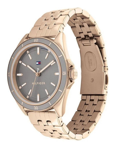 Reloj Tommy Hilfiger Para Mujer De Acero 1782482 Color de la malla Dorado rose Color del bisel Gris Color del fondo Gris