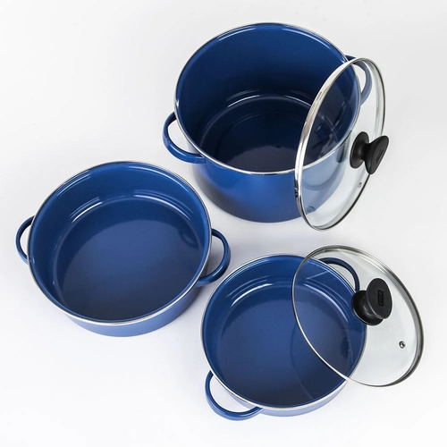 Imagen 3 de 7 de Batería De Cocina Cinsa 9 Piezas Color Azul Grafito