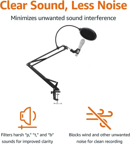 Soporte Básico De Micrófono Ajustable, Filtro Pop, Parabrisa