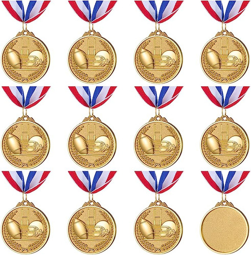 12 Medallas Premio Oro Para Juegos Futbol Deportivo Para Niñ