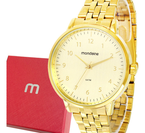 Relógio Mondaine Feminino Analógico Dourado Aço Inoxidável Prova Dágua