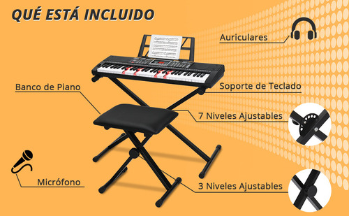 Piano Teclado Musical Para Principiantes 61 Teclas Con Atril