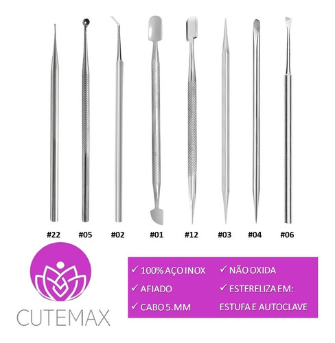 Kit Cutelaria Manicure Pedicure Profissional 8 Instrumentos