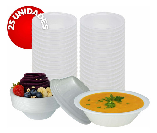 Cumbuca De Isopor Pote Descartável 300ml C/ 25 Uni