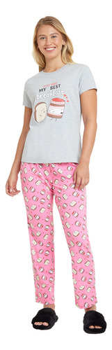 Pijama Mujer Estampado Gris Melange Fashion's Park 395