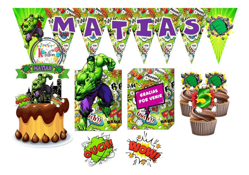 Kit Hulk Cumpleaños Fiesta Decoracion 100% Artesanal- K